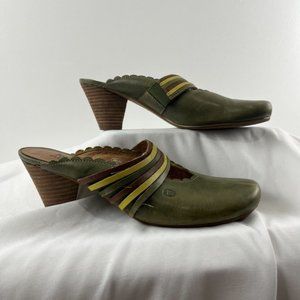 Josef Seibel Green Leather Mules